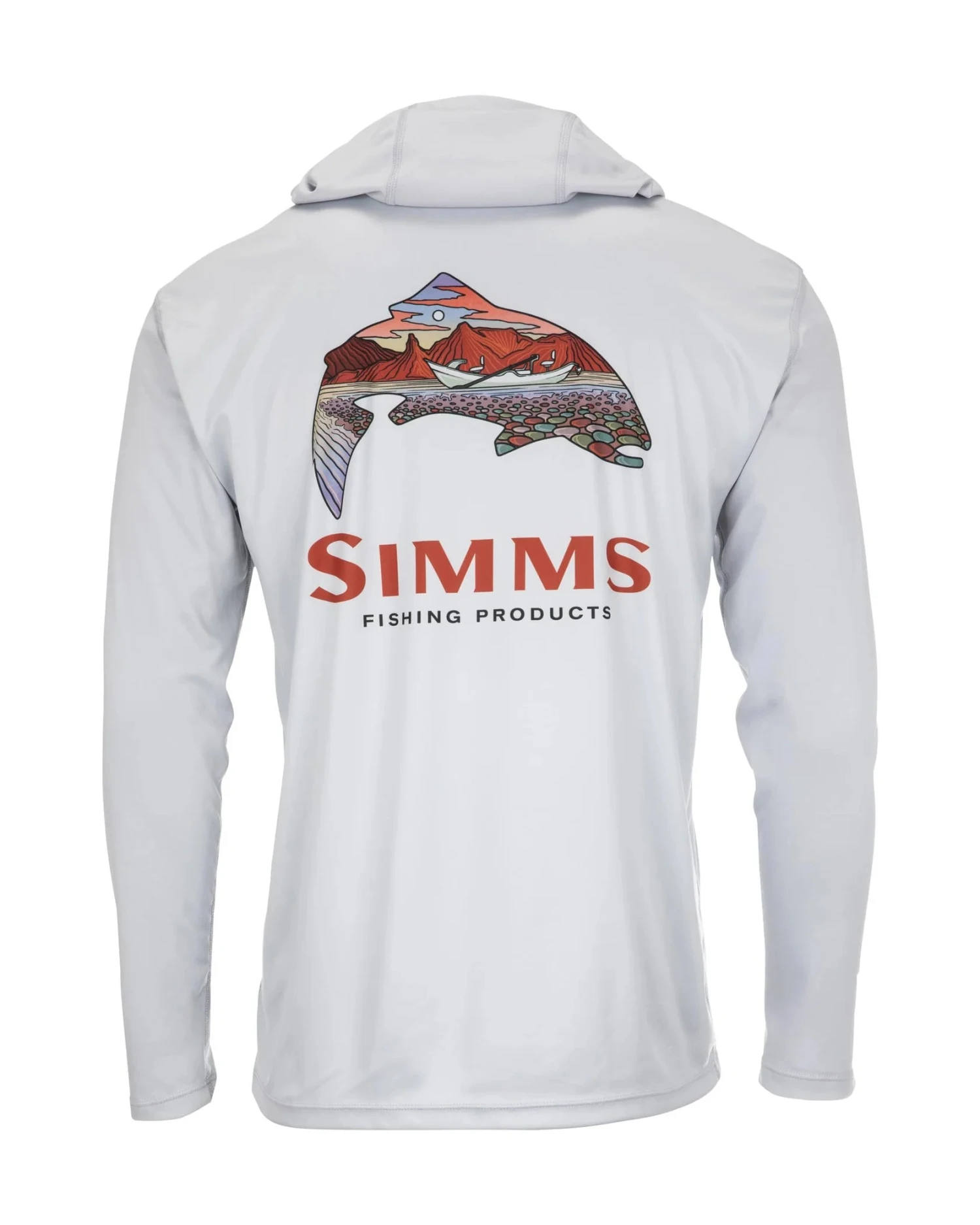Simms Men's Tech Hoody - Artist Series - Trout Logo Flame/Sterling 1 Simms Men's Tech Hoody - Artist Series - Trout Logo Flame/Sterling