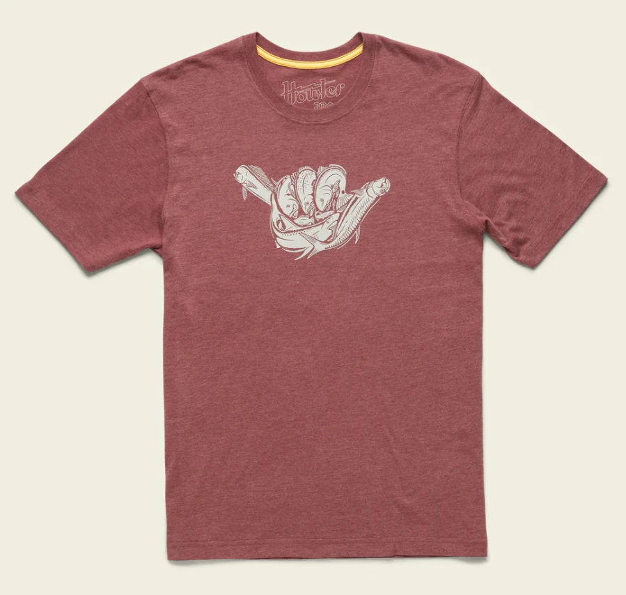 Howler Bros - Fish Shaka T-Shirt - Burgundy Heather 1 Howler Bros - Fish Shaka T-Shirt - Burgundy Heather