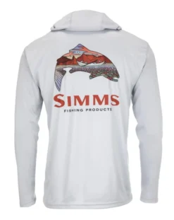 Simms Men's Tech Hoody - Artist Series - Trout Logo Flame/Sterling FFF Logo